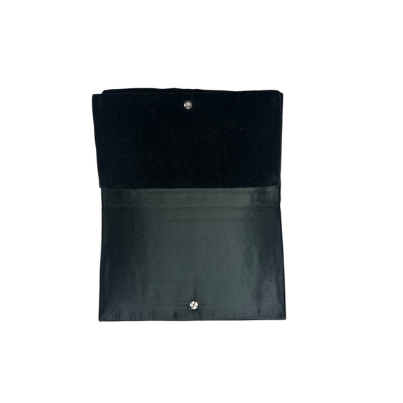 Black Vegan Leather Clutch Bag Envelope Style Minimalist Chic Work Organizer - Picture 5 of 8